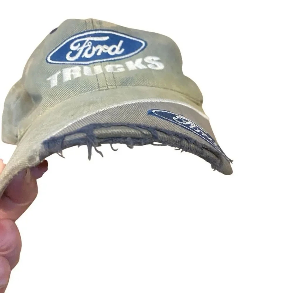 Ford motor company, distressed Ford hat Ford trucks stained bleached, adjustable